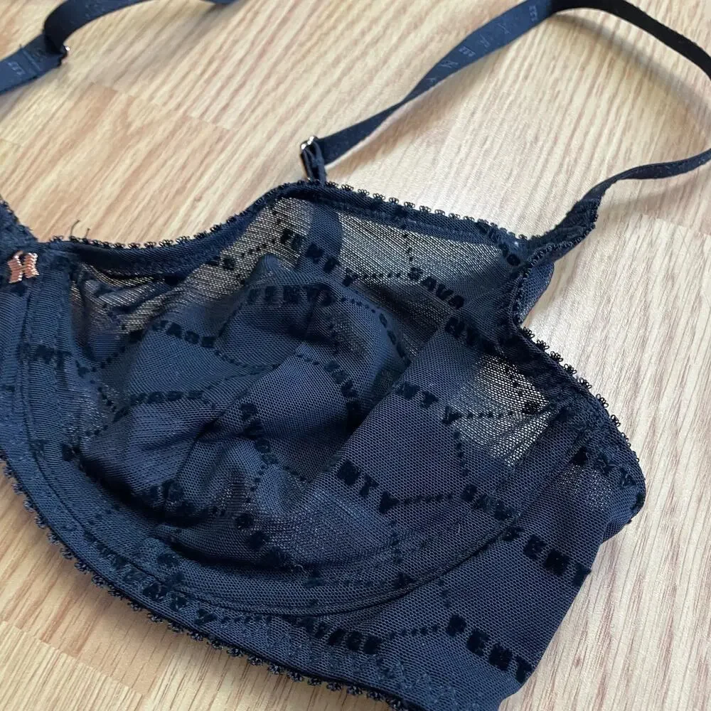 Savage X Fenty Flocked Logo Demi Bra, 34C